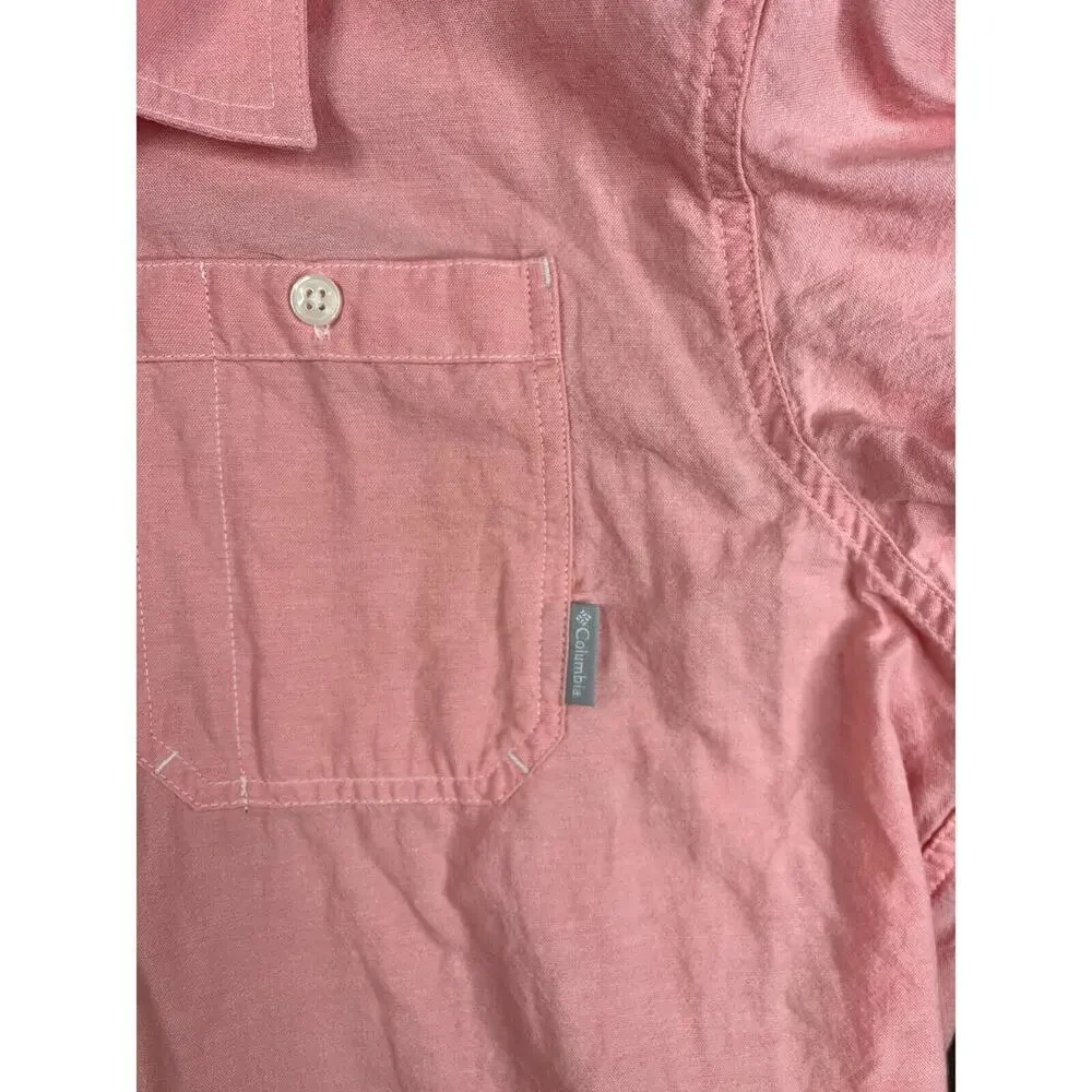 Columbia Shirt Mens Large Red Solid 100% Cotton Button Up‎ - Picture 3 of 6